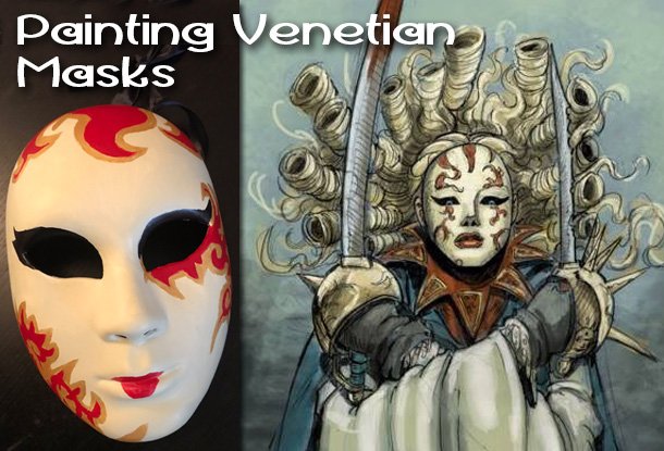 Painting Venetian Masks - Custom Masks for Comics by Miguel Guerra