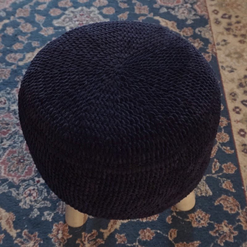 Crochet Blue Velour Cover to Jazz Up Your Ottoman by Suzy Dias