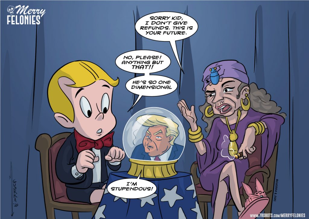 Merry Felonies: Richie Rich or Donald Trump. Art by Miguel Guerra