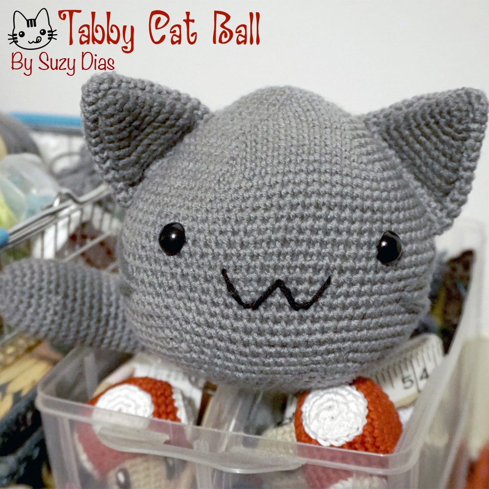 Crochet Tabby Cat Ball Pattern by Suzy Dias